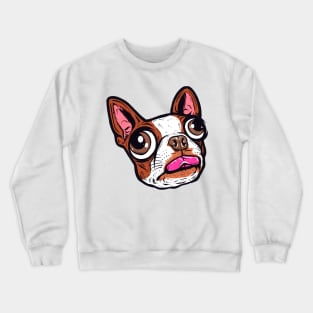 Brown Boston Terrier Face Crewneck Sweatshirt